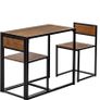 Brown & Black 2 Seater Compact Dining Set - 2 Chairs and Table - Two Person Kitchen Dinner Small Space Saving Wood Contemporary Finish Image 5
