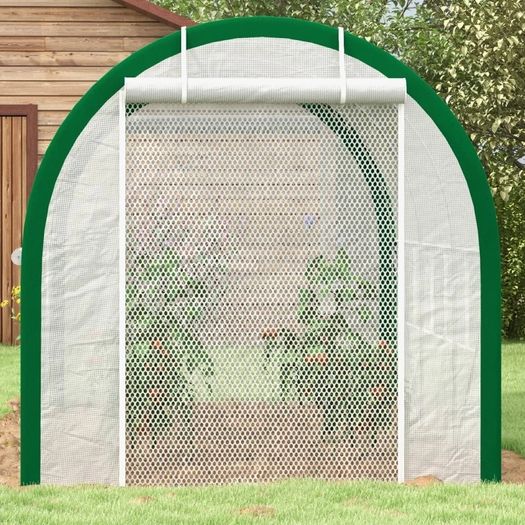 Tunnel Greenhouse, Greenhouse, Zipper Doors, Mesh Windows, Metal Frame, 3.5 x 2 x 2m, White