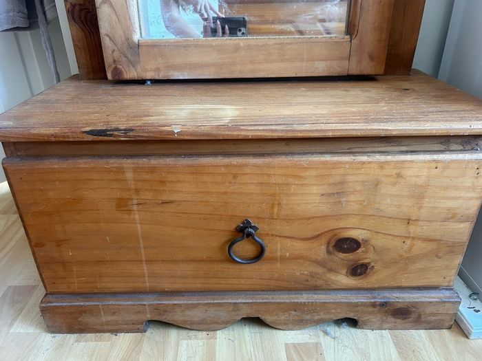 Wooden mirror with built-in drawer