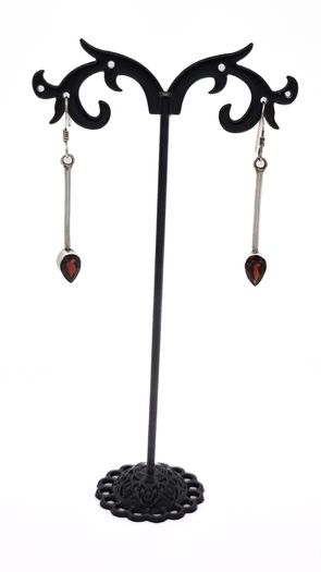 Vintage 925 Sterling Silver Garnet Earrings