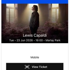 Lewis Capaldi x2 tickets tuesday marley Front