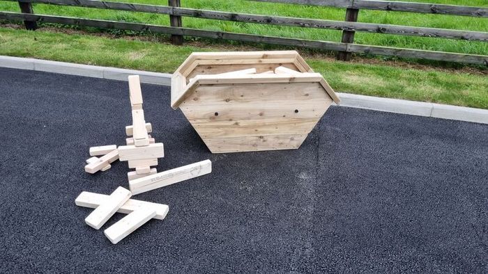 Kids Wooden Play Skip with Building Blocks