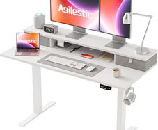 Electric Adjustable Height Desk with 2 Drawers 120 x 60 cm Stable Sit-Stand Memory Control Ergonomic Computer White
