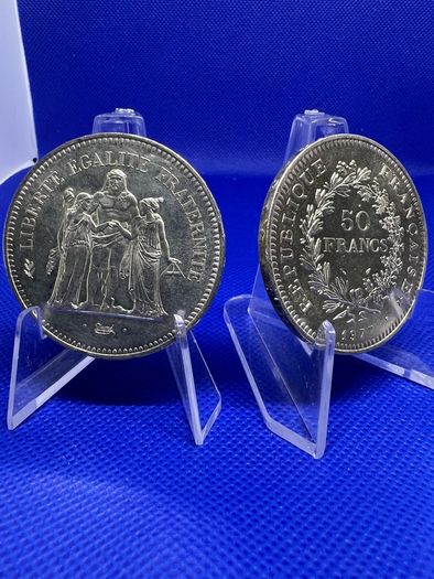 1977 France 50 francs Hercules large coin x 2