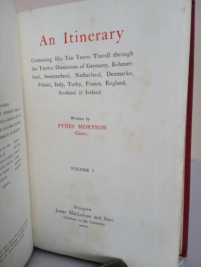 An Itinerary by Fynes Moryson Gent (4 Vol. Set) (PT226)