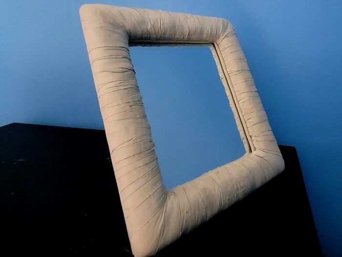 Vintage silk wrapped table mirror