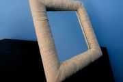 Vintage silk wrapped table mirror