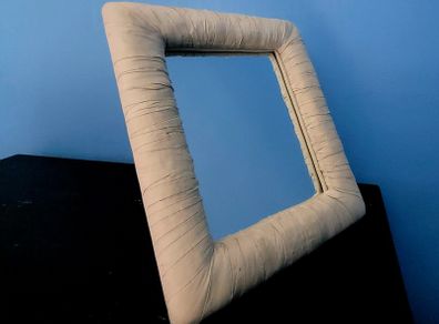 Vintage silk wrapped table mirror