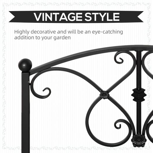 102L x 48W x 49H Classic Metal Garden Bridge with Safety Railings Arc Footbridge Decorative Pond Bridge for Backyard Creek Stream, Black