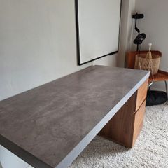 Modern Executive Desk // Walnut & Concrete Finish