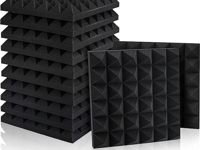 12 Pack Set Acoustic Foam Panels, Studio Wedge Tiles, 2" X 12" X 12" Acoustic Foam Sound Absorption Pyramid Studio Treatment Wall Panels (FREE SHIPPING)