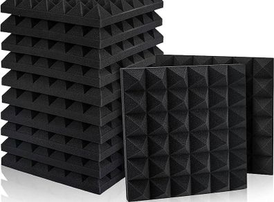 12 Pack Set Acoustic Foam Panels, Studio Wedge Tiles, 2" X 12" X 12" Acoustic Foam Sound Absorption Pyramid Studio Treatment Wall Panels (FREE SHIPPING)