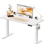 Electric Standing Desk, 120 x 60 cm, White Height Adjustable Desk, 2 Hooks, 4 Memory Heights, 72-118cm, Splice Board, Ergonomic Sit Stand Computer Desk for Home Office Image 10