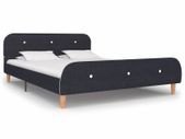 Bed Frame Dark Grey Fabric 135x190 cm