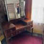 Vintage Burr Walnut Dressing Table with Tri-Fold Mirror Image 2