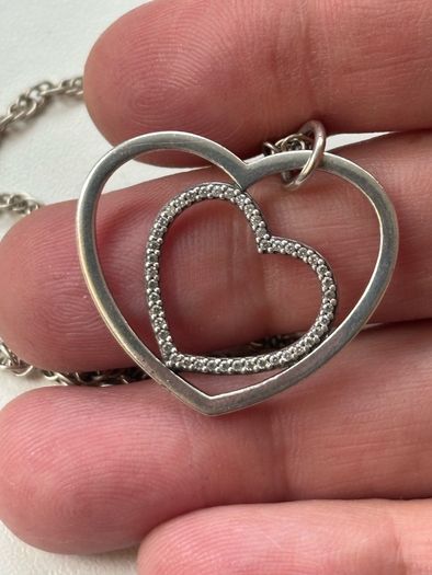 Chunky Sterling Silver Necklace with Heart Pendant