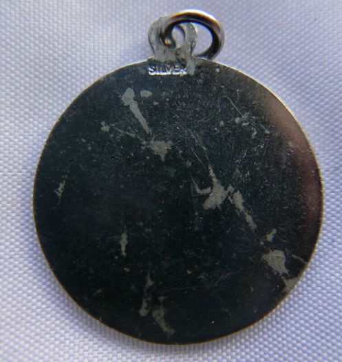 Vintage  Silver  Virgo Charm, Zodiac Sign Virgin, Old Astrology Medal Pendant, 1" -  3,91g