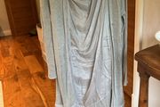 Grey wedding suit with slip dress and matching cardigan