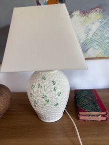 Vintage Belleek Ceramic Lamp and Shade