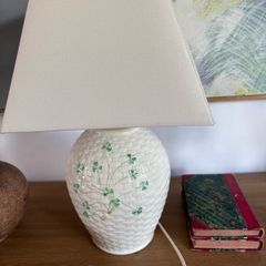 Vintage Belleek Ceramic Lamp and Shade