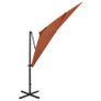 Cantilever Umbrella with Pole and LED Lights Terracotta 250 cm Image 2