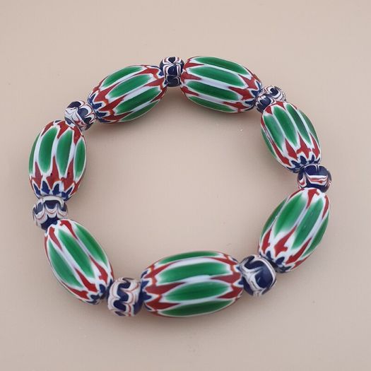 Vintage Venetian Style Chevron Beads Bracelet