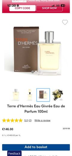 Hermes Terre Eau Givree 100ml parfum for him