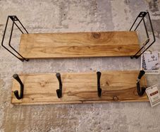wooden shelf and coat hanger