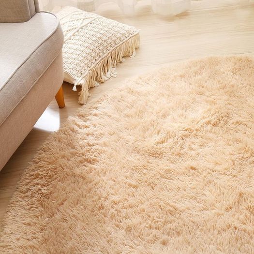 Round Rugs for Bedrooms Fluffy Living Room Circle Area Rug Soft Shaggy Carpet for Kids Room Floor Mat (Grey, 80cm)