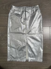 lipsy silver coated midi skirt bnwt size 14