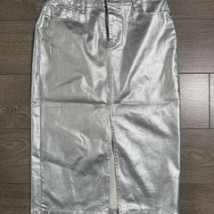 lipsy silver coated midi skirt bnwt size 14