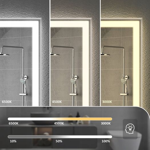 LED Bathroom Mirror 50x70cm Antifog Defogger