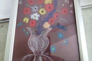 Lovely framed coloured chalk still life flower vase