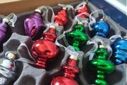 Retro Vintage Style Christmas Baubles one Box of x12 Glass Ornaments