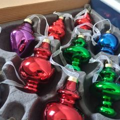 Retro Vintage Style Christmas Baubles one Box of x12 Glass Ornaments