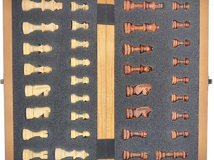 NEW SALE | Folding Wooden Chess Set Lightweight Handcrafted Chess Game Board Set with Storage Slots