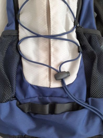 new navy hydrational bag pack tag attached