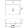Basin with Faucet Hole Ceramic Black 60.5x42.5x14.5 cm Image 4