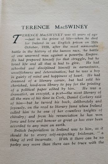 Principles of Freedom Terence MacSwiney late Lord Mayor of Cork Ireland 1936 edition hardback in good used condition with all pages intact FREE STANDARD POSTAGE INCLUDED
