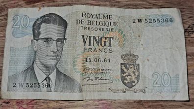 1964 Belgium  20 Frank Banknote