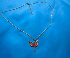 Phoenix Pendant Necklace - Stainless Steel with Red Epoxy Inlay