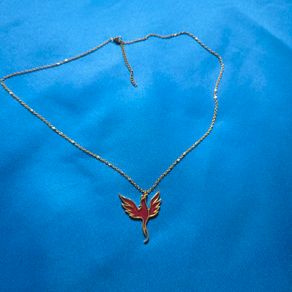 Phoenix Pendant Necklace - Stainless Steel with Red Epoxy Inlay