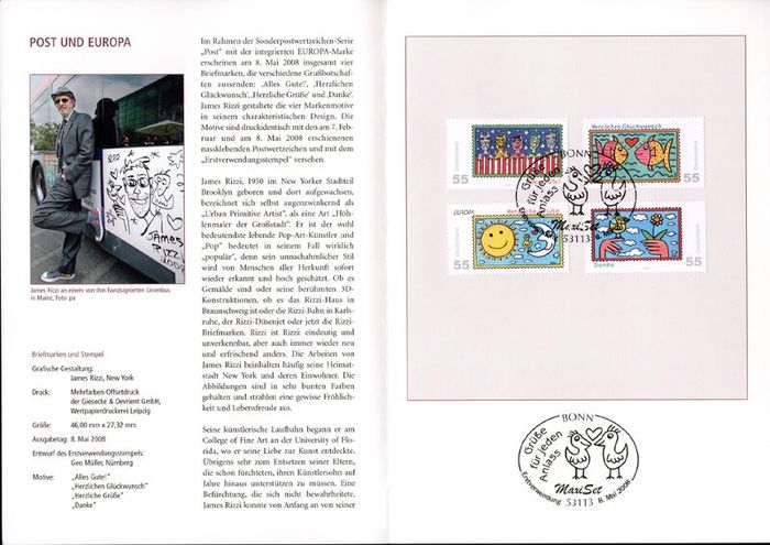 2008 Bundes Republic Deutschland (Germany) Federal Annual Stamp EFT Collection 2008. Includes 49 images of contents