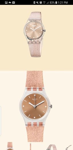 Rose Gold Coloured Glitter Swatch Watch