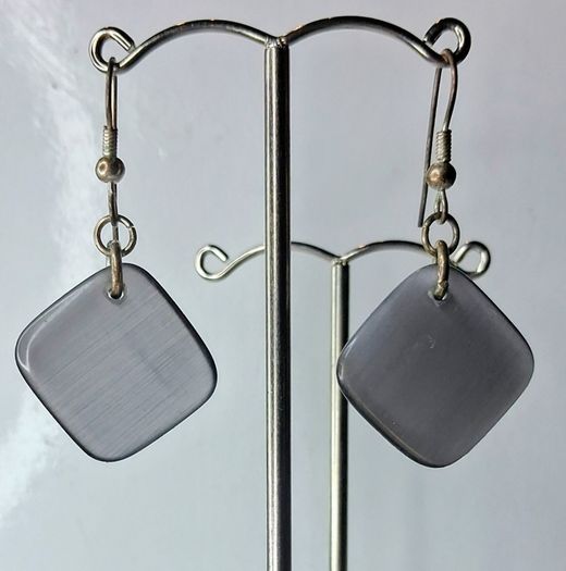 Steel Grey Mosaic Diamond Drop Earrings