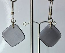Steel Grey Mosaic Diamond Drop Earrings