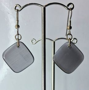 Steel Grey Mosaic Diamond Drop Earrings