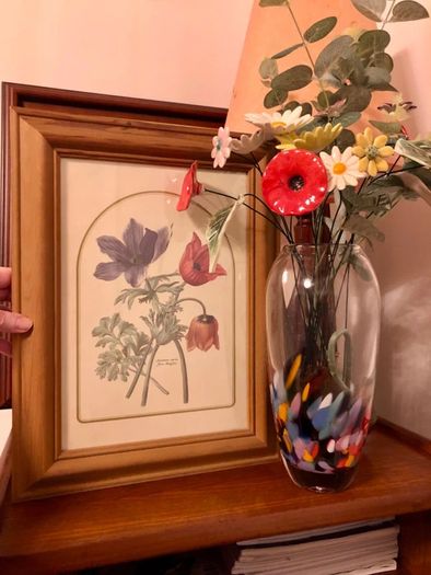 Vintage Anemone Botanical Print Framed - Nederlandsch Bloemwerk Cottagecore Art 12x15 inches