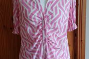 BNWTS Dunnes ladies pink and white short sleeve blouse size 18