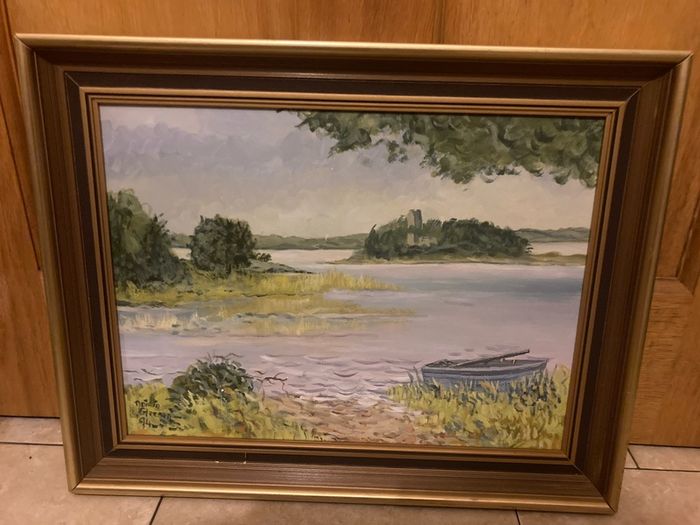 Oil on board painting signed glesson 94 free postage